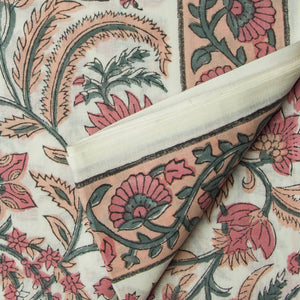 Precut 0.25 meters -Sanganeri Hand Block Printed Cotton Fabric