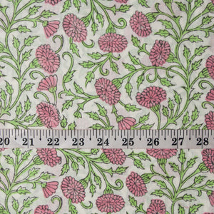 Precut 0.75 meters -Sanganeri Hand Block Printed Cotton Fabric
