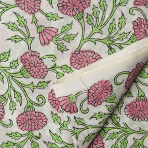 Precut 0.75 meters -Sanganeri Hand Block Printed Cotton Fabric