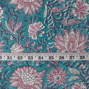 Precut 0.5meter - Sanganeri Hand Block Printed Cotton Fabric