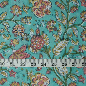 Precut 0.75meter - Sanganeri Hand Block Printed Cotton Fabric