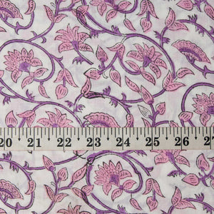 Precut 0.75 meter -Sanganeri Hand Block Printed Cotton Fabric