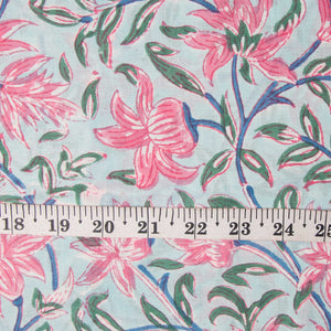 Precut 1meter - Sanganeri Hand Block Printed Cotton Fabric