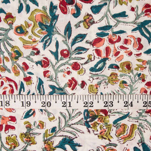 Precut 0.25 meters -Sanganeri Hand Block Printed Cotton Fabric