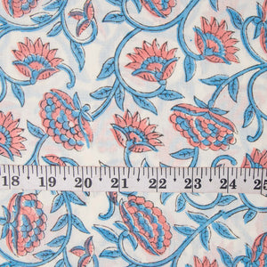 Precut 1meter - Sanganeri Hand Block Printed Cotton Fabric