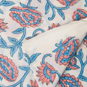 Precut 1meter - Sanganeri Hand Block Printed Cotton Fabric
