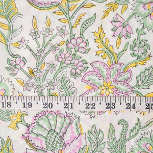 Precut 0.5meter - Sanganeri Hand Block Printed Cotton Fabric