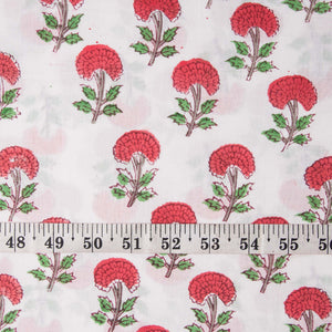 Precut 0.5meter - Sanganeri Hand Block Printed Cotton Fabric
