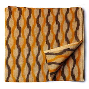 Precut 0.75 meters -Orange & Brown Ikat Pochampally Woven Cotton Fabric