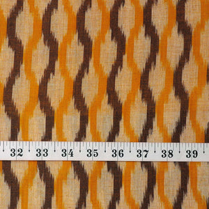 Precut 1meter - Orange & Brown Ikat Pochampally Woven Cotton Fabric