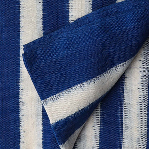 Precut 0.75 meters -Blue Double Ikat Pochampally Woven Cotton Fabric Stripes