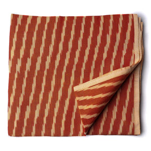 Precut 1 meter -Orange Ikat Pochampally Woven Cotton Fabric