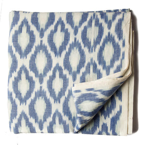 Precut 1 meter -Blue Ikat Pochampally Woven Cotton Fabric