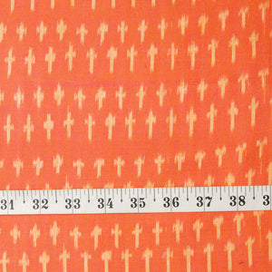 Orange Mercerised Ikat Pochampally Woven Cotton Fabric