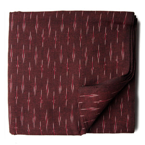 Precut 1 meter -Maroon Ikat Pochampally Woven Cotton Fabric