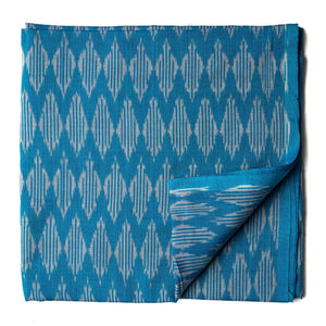 Precut 1meter - Blue Mercerised Ikat Pochampally Woven Cotton Fabric