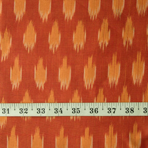 Precut 1meter - Orange Mercerised Ikat Pochampally Woven Cotton Fabric