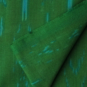 Precut 1 meters -Green Ikat Pochampally Woven Cotton Fabric
