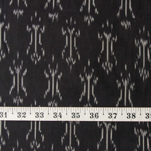 Precut 1meter - Black Mercerised Ikat Pochampally Woven Cotton Fabric