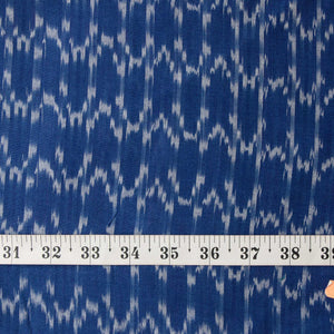 Precut 0.50 meters -Blue Mercerised Ikat Pochampally Woven Cotton Fabric