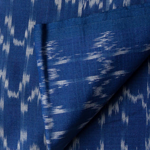 Precut 0.50 meters -Blue Mercerised Ikat Pochampally Woven Cotton Fabric