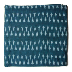 Blue Mercerised Ikat Pochampally Woven Cotton Fabric