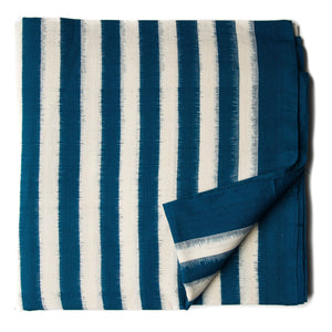 Precut 0.75 meters -Blue Double Ikat Pochampally Woven Cotton Fabric