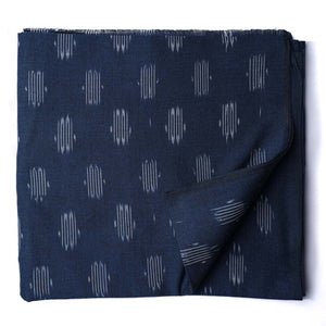 Precut 0.50 meters -Blue Ikat Pochampally Woven Cotton Fabric
