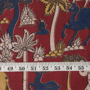 Precut 1 meter -Kalamkari Screen Printed Cotton Fabric