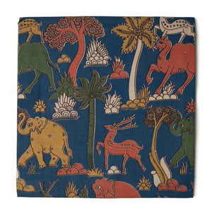 Multi colour Kalamkari Screen Printed Cotton Fabric  with Animal print