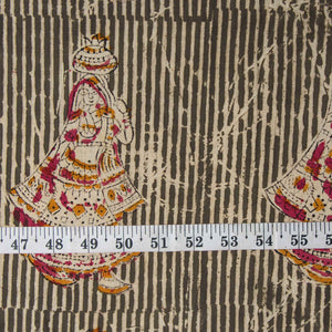 Precut 1 meters -Kalamkari Handblock Printed Cotton Fabric