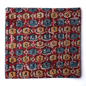 Red & Blue Kalamkari Handblock Printed Cotton Fabric