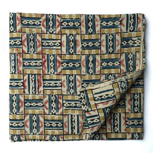Precut 1 meters -Blue & Off White Kalamkari Handblock Printed Cotton Fabric