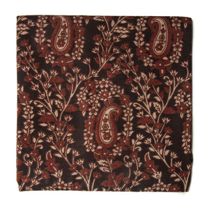 Black and Maroon Kalamkari Screen Printed Cotton Fabric with paisley print