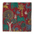 Red and Green Kalamkari Screen Printed Cotton Fabric with floral and animal design
