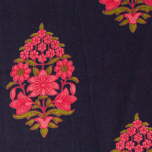 Precut 0.75 meter - Blue Printed Cotton Fabric