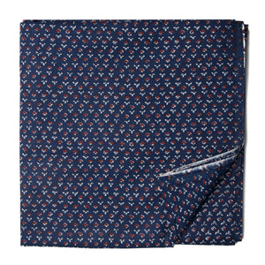 Blue and White Printed Cotton Fabric with floral print