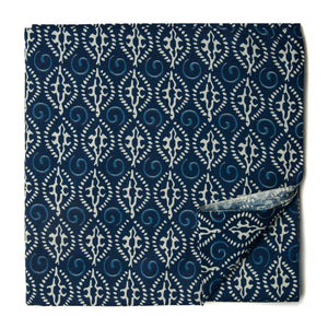 Blue and white Printed cotton fabric with floral design