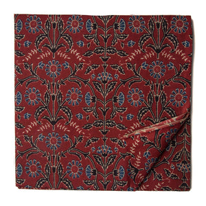 Red and Blue Printed cotton fabric with floral design