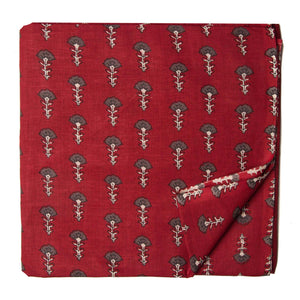 Red and grey Printed cotton fabric with floral design