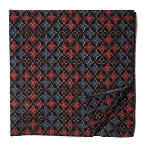 Black and red Printed cotton fabric with floral design