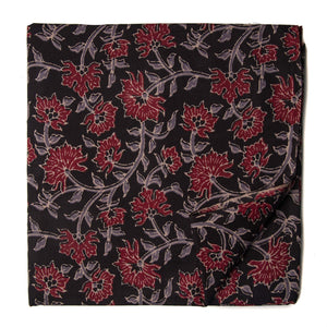Black and Maroon Printed cotton fabric with floral design
