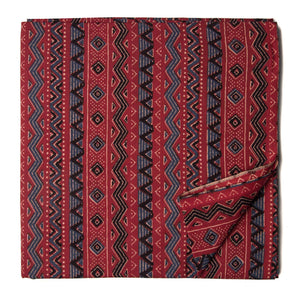 Red and blue Printed cotton fabric with  abstract design