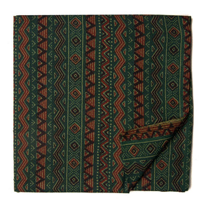 Green and red Printed cotton fabric with  abstract design