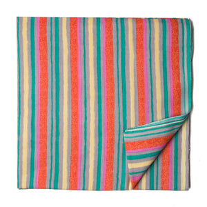 Multicolour Printed cotton fabric with lines print
