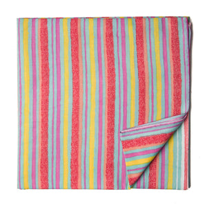 Multicolour Printed cotton fabric with lines print