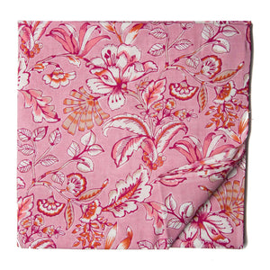 Pink and White Pure Cotton Screen Printed Fabric with floral print