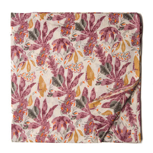 Brown and Off White Pure Cotton Screen Printed Fabric with floral print