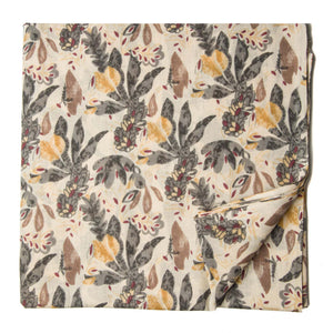 Grey and Off White Pure Cotton Screen Printed Fabric with floral print