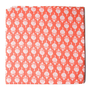 Precut 0.75 meter - Orange & White Cotton Fabric with Motif Print